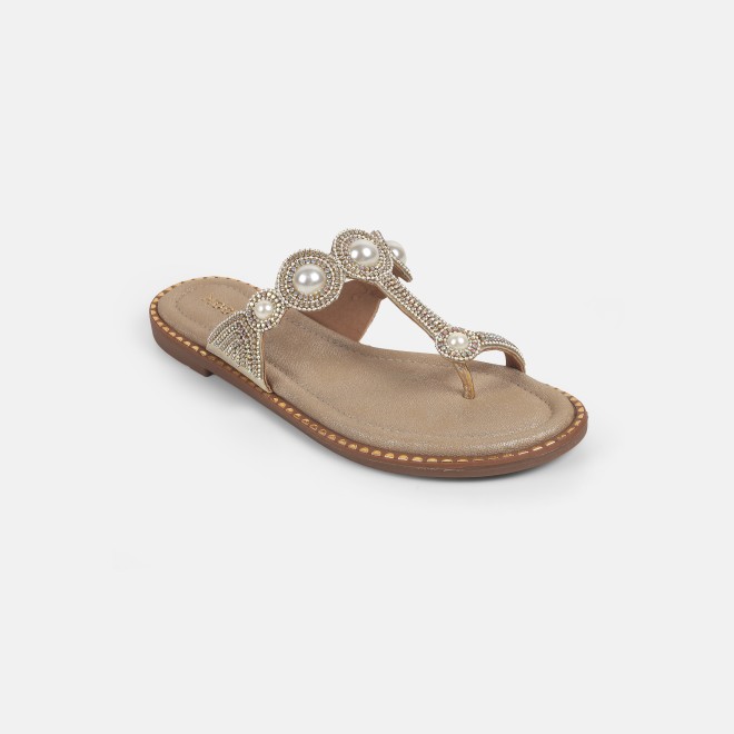 Mochi Women Gold Ethnic Slip Ons (SKU: 35-901614-15-37)