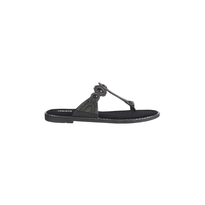 Mochi Women Black Ethnic Slip Ons (SKU: 35-901614-11-37)
