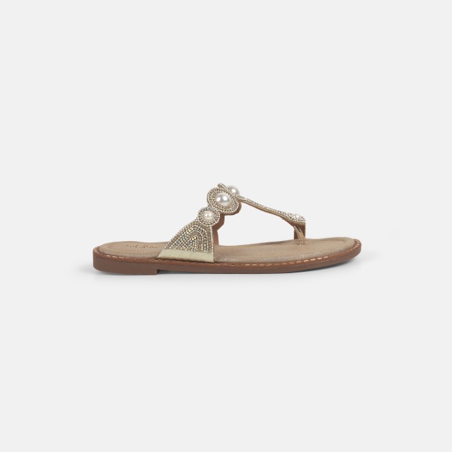 Mochi Women Gold Ethnic Slip Ons (SKU: 35-901614-15-37)