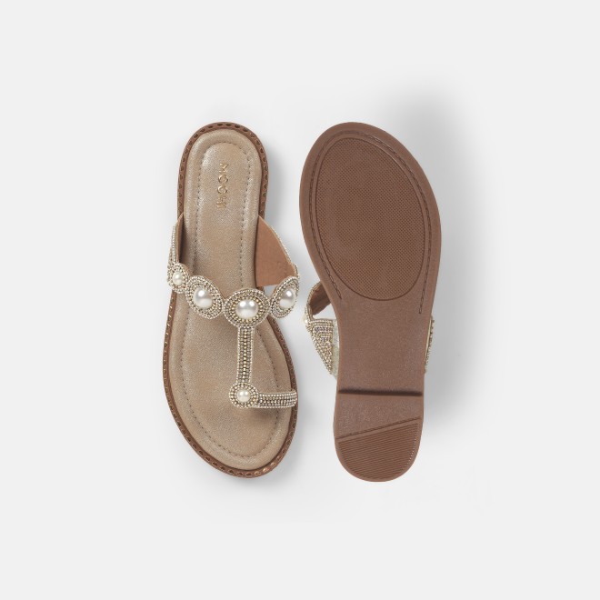 Mochi Women Gold Ethnic Slip Ons (SKU: 35-901614-15-37)