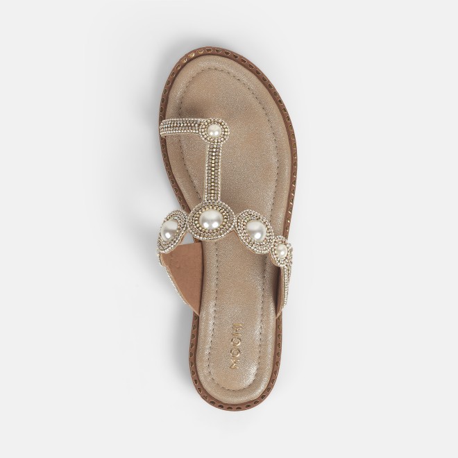 Mochi Women Gold Ethnic Slip Ons (SKU: 35-901614-15-37)