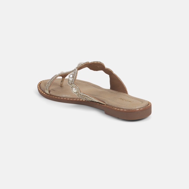 Mochi Women Gold Ethnic Slip Ons (SKU: 35-901614-15-37)