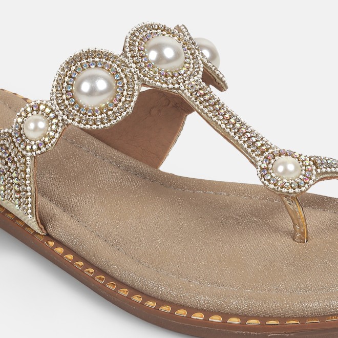 Mochi Women Gold Ethnic Slip Ons (SKU: 35-901614-15-37)
