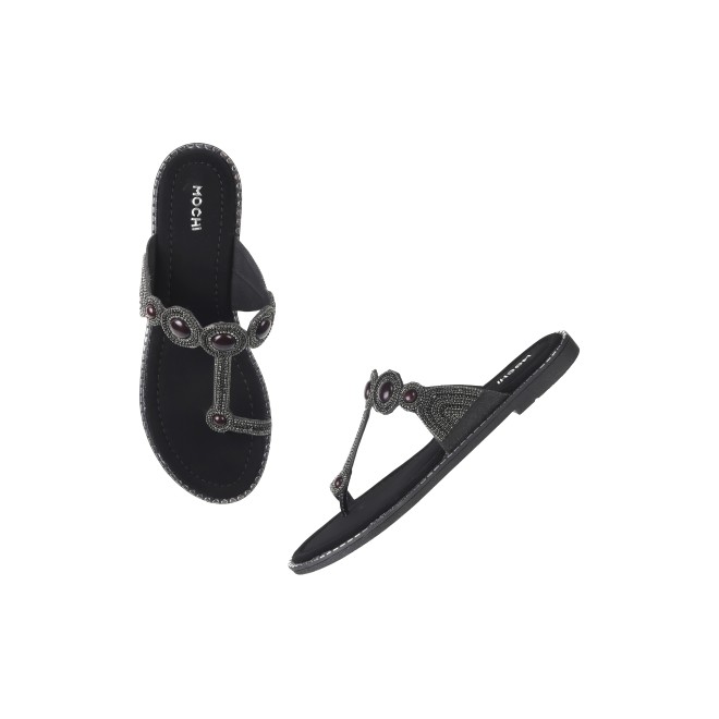 Mochi Women Black Ethnic Slip Ons (SKU: 35-901614-11-37)