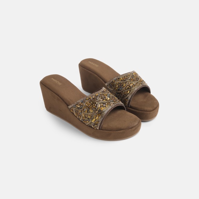 Mochi Women Bronze Ethnic Slip Ons (SKU: 35-901984-46-36)