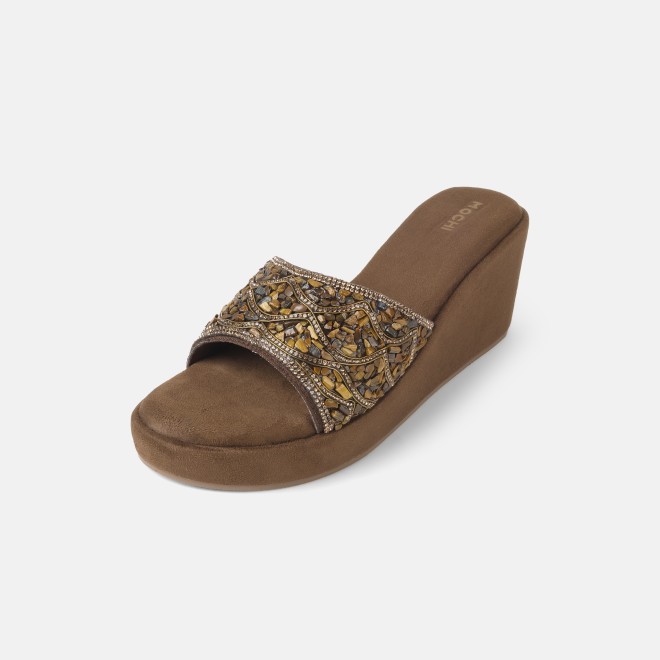 Mochi Women Bronze Ethnic Slip Ons (SKU: 35-901984-46-36)
