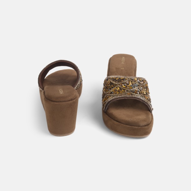 Mochi Women Bronze Ethnic Slip Ons (SKU: 35-901984-46-36)