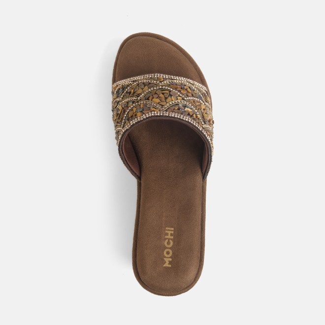Mochi Women Bronze Ethnic Slip Ons (SKU: 35-901984-46-36)