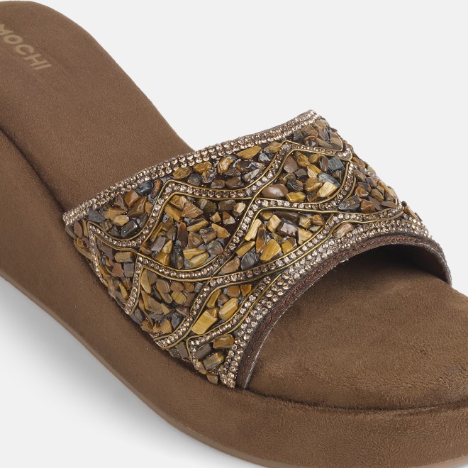 Mochi Women Bronze Ethnic Slip Ons (SKU: 35-901984-46-36)