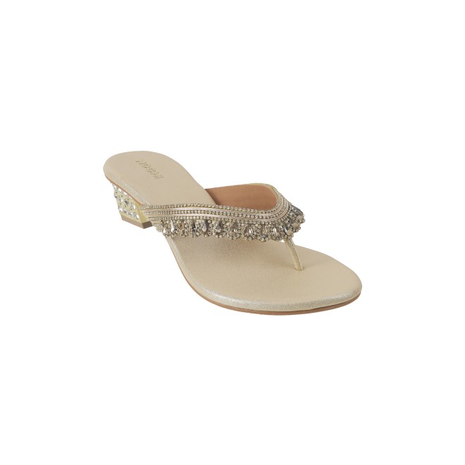 Mochi Women Gold Ethnic Slip Ons (SKU: 35-901987-15-37)