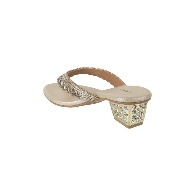 Mochi Women Gold Ethnic Slip Ons (SKU: 35-901987-15-37)