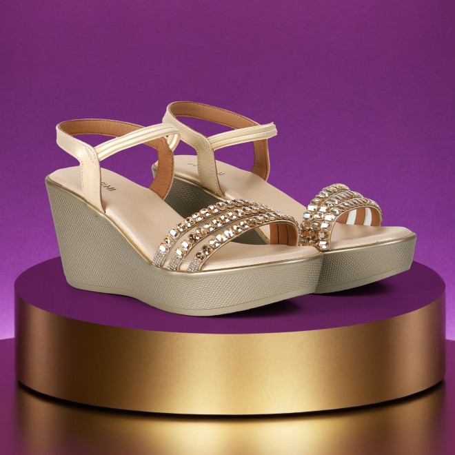 Mochi Women Gold Party Sandals