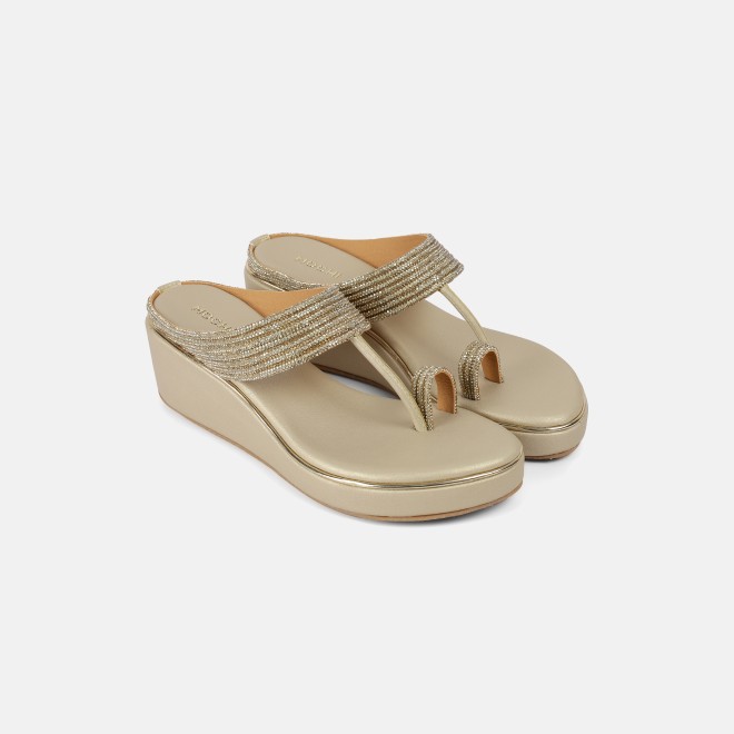 Mochi Women Gold Ethnic Slip Ons (SKU: 35-902427-15-36)