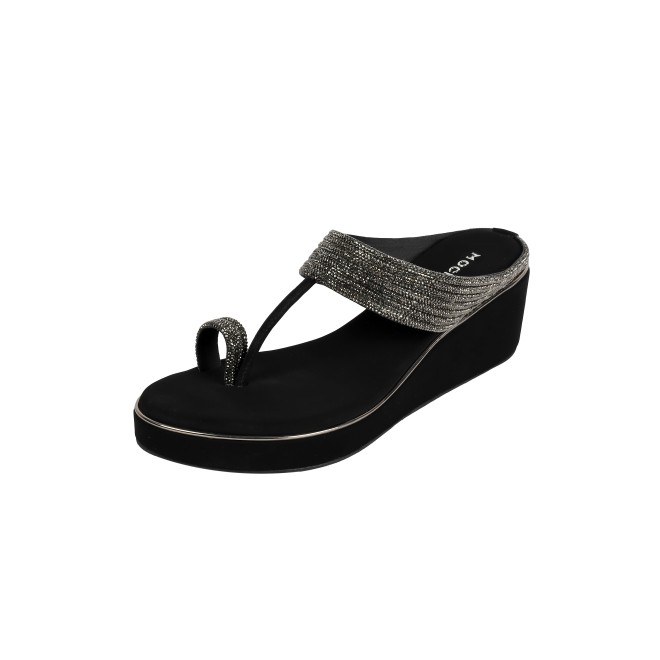 Mochi Women Black Ethnic Slip Ons (SKU: 35-902427-11-36)