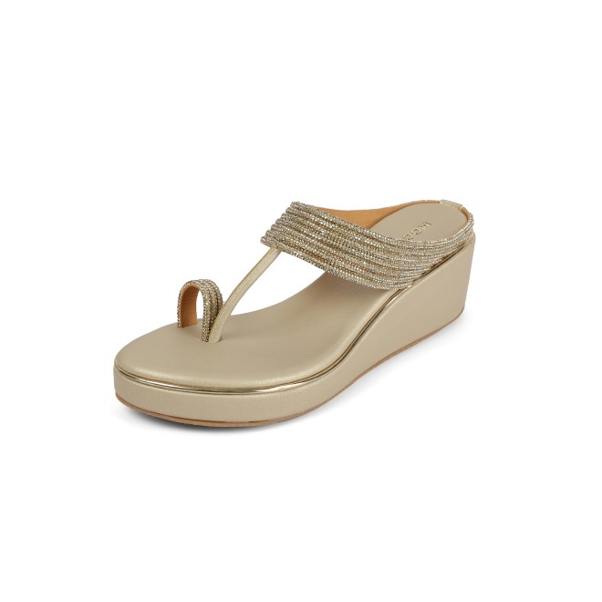 Mochi Women Gold Ethnic Slip Ons (SKU: 35-902427-15-36)