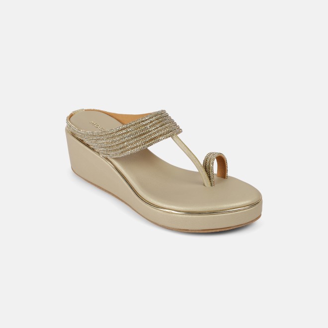 Mochi Women Gold Ethnic Slip Ons (SKU: 35-902427-15-36)