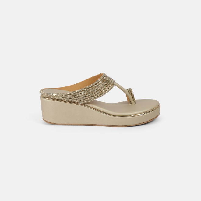 Mochi Women Gold Ethnic Slip Ons (SKU: 35-902427-15-36)
