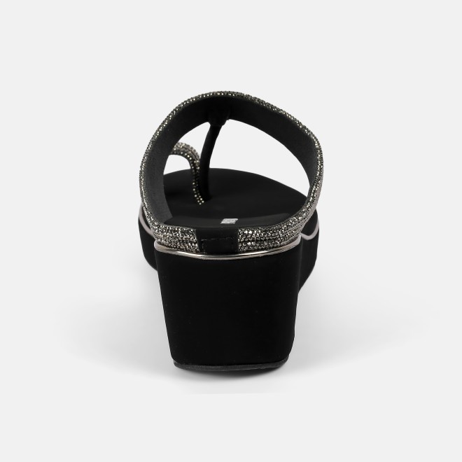 Mochi Women Black Ethnic Slip Ons (SKU: 35-902427-11-36)