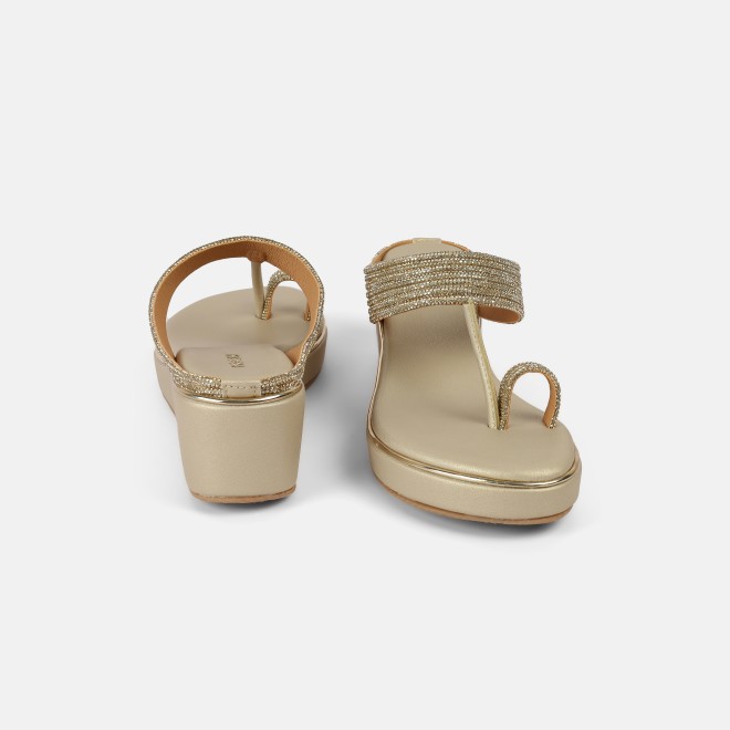 Mochi Women Gold Ethnic Slip Ons (SKU: 35-902427-15-36)