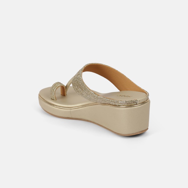 Mochi Women Gold Ethnic Slip Ons (SKU: 35-902427-15-36)