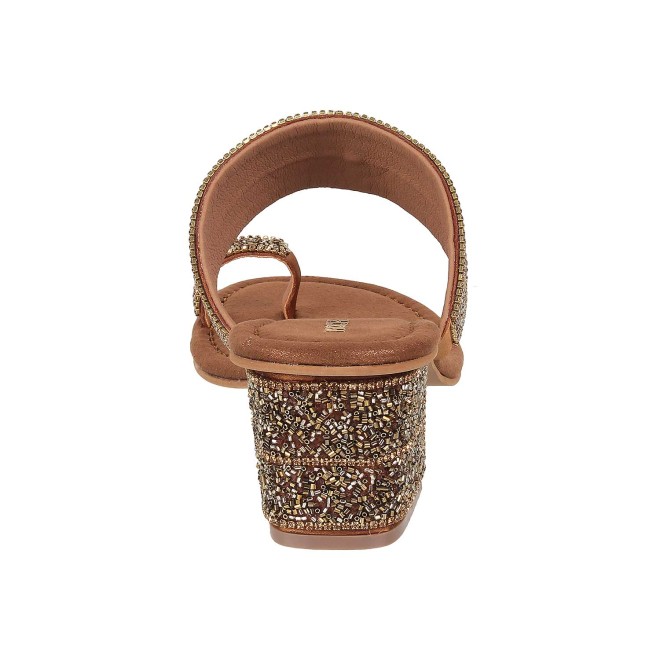 Mochi Women Antique-Gold Ethnic Slip Ons (SKU: 35-932-28-36)