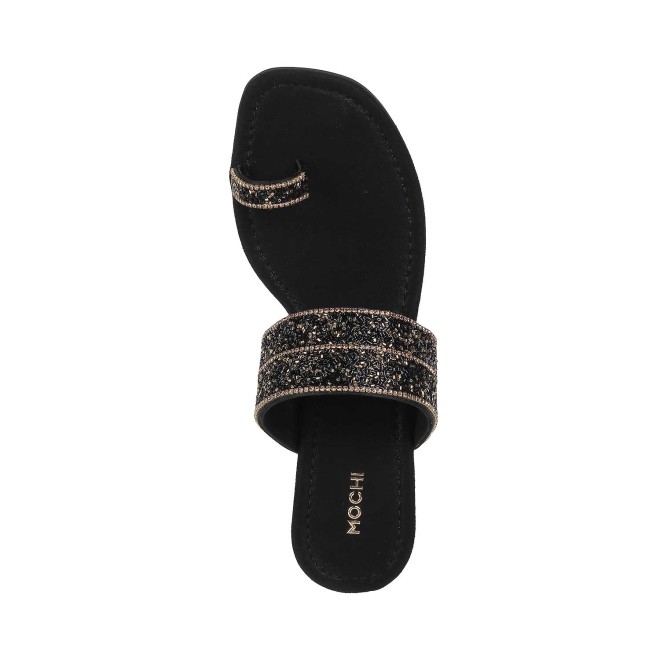 Mochi Women Black Ethnic Slip Ons (SKU: 35-932-11-36)
