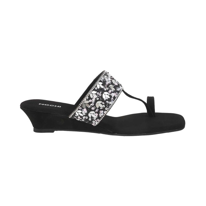 Mochi Women Black Ethnic Slip Ons (SKU: 35-989-11-36)