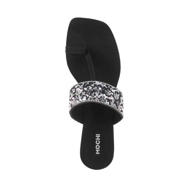 Mochi Women Black Ethnic Slip Ons (SKU: 35-989-11-36)