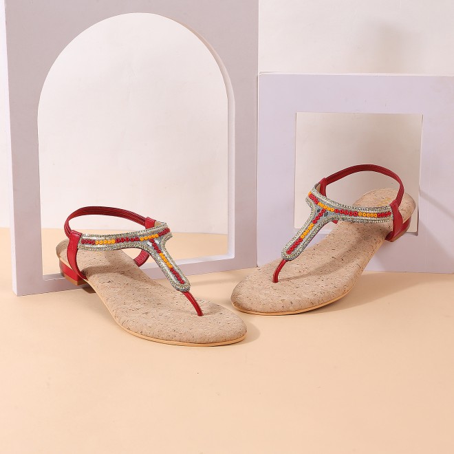 Women Maroon Casual Sandals