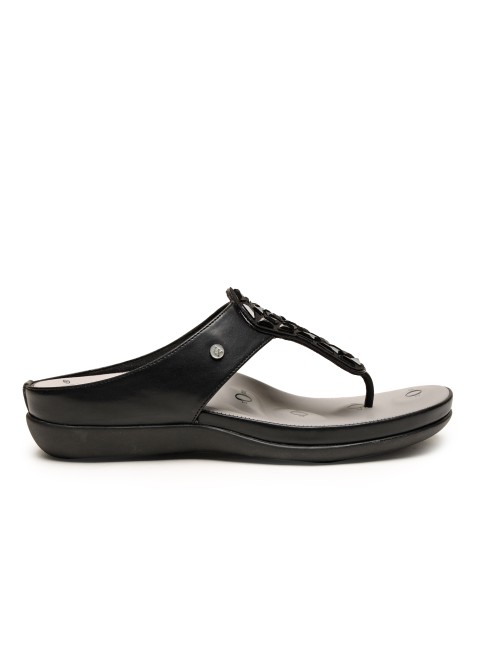 Von Wellx Women Black Casual Slippers (SKU: 357-16105-11-36)