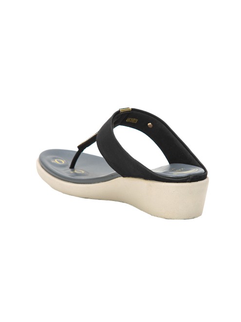 Von Wellx Women Black Casual Slippers (SKU: 357-22011-11-39)