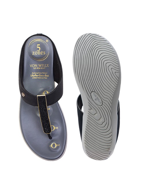 Von Wellx Women Black Casual Slippers (SKU: 357-22011-11-39)