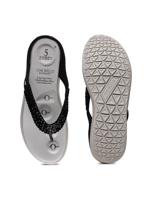 Von Wellx Women Black Casual Slippers (SKU: 357-220160-11-36)
