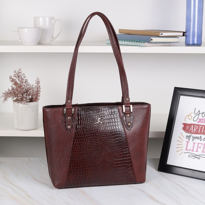Women Brown Formal Tote Bag