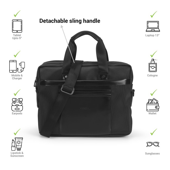 Mochi Unisex Adults Black Casual Laptop Bags (SKU: 37-59-11-10)
