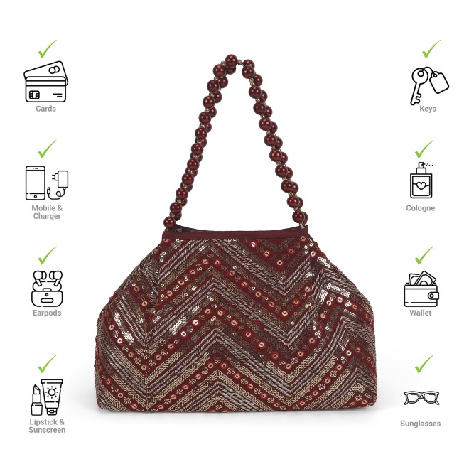 Mochi Women Maroon Ethnic-Wedding Handbags (SKU: 38-113-44-10)