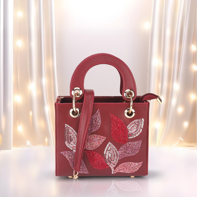 Mochi Women Maroon Satchel Bag