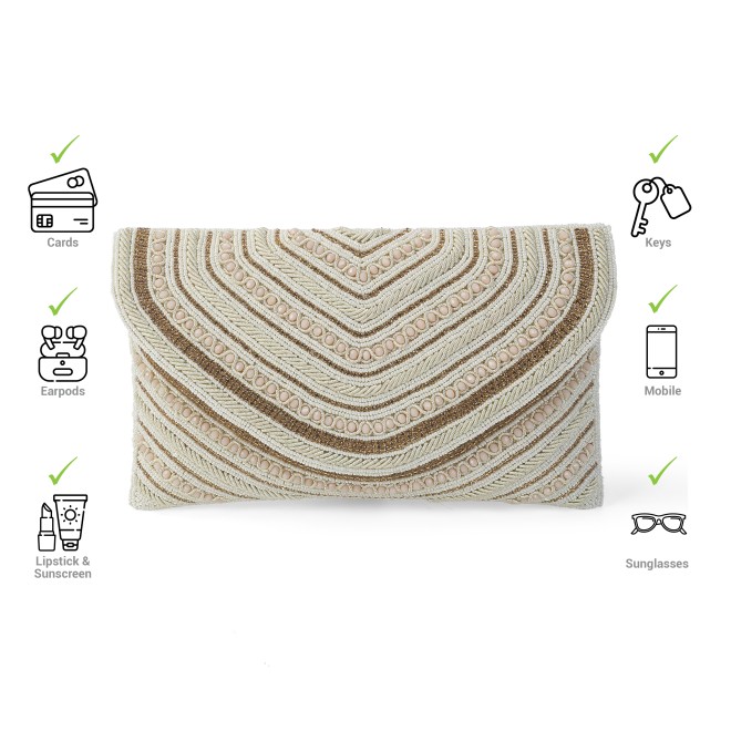 Mochi Women Off White Ethnic-Wedding Clutches (SKU: 38-160-66-10)