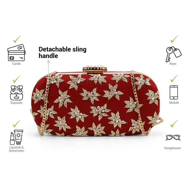 Mochi Women Maroon Clutch (SKU: 38-225-44-10)