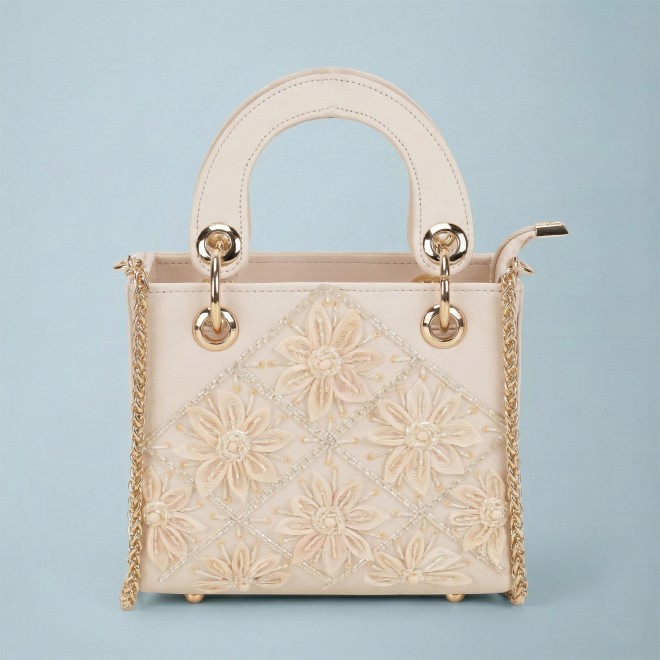 Women Beige Satchel Bag