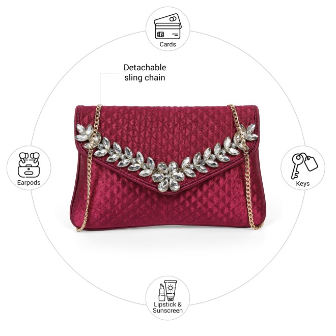 Mochi Women Maroon Clutch (SKU: 38-329-44-10)