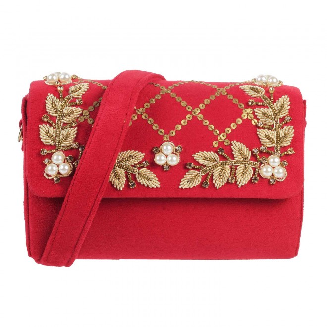 Mochi Women Red  Flap Clutch