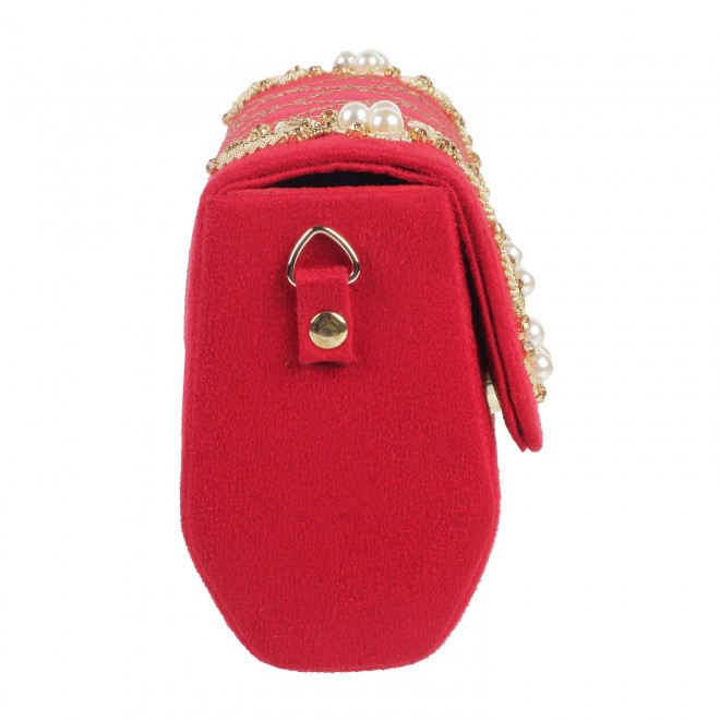 Mochi Women Red  Flap Clutch (SKU: 38-6616-18-10)