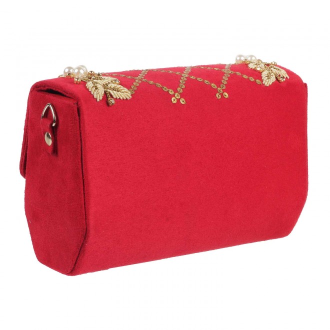 Mochi Women Red  Flap Clutch (SKU: 38-6616-18-10)