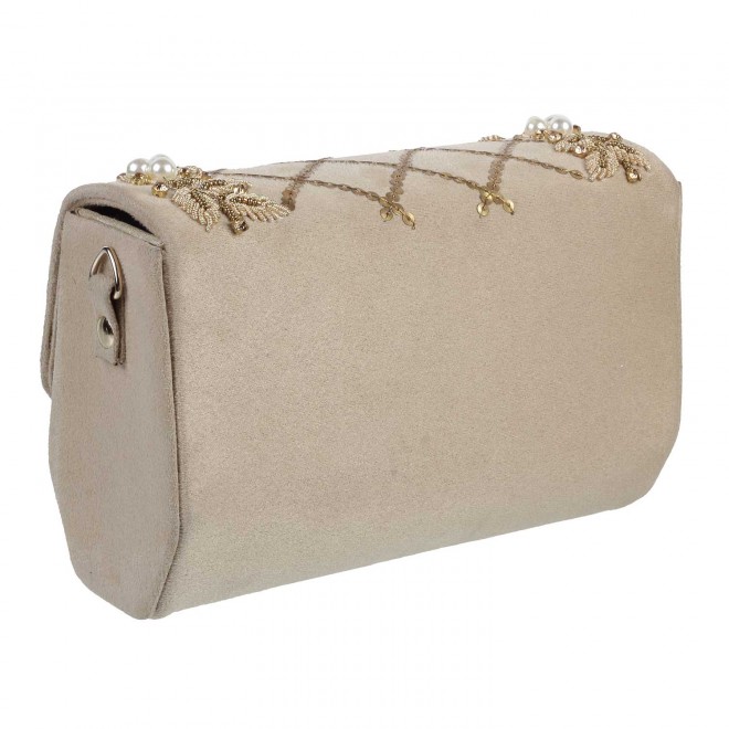 Mochi Women Beige  Flap Clutch (SKU: 38-6616-20-10)