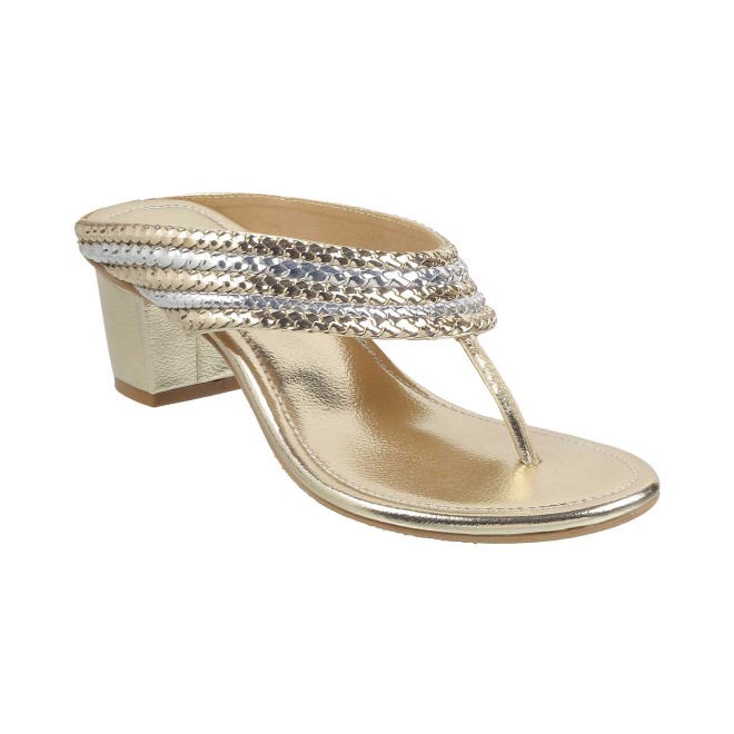 Mochi Women Gold Ethnic Slip Ons (SKU: 40-1-15-36)