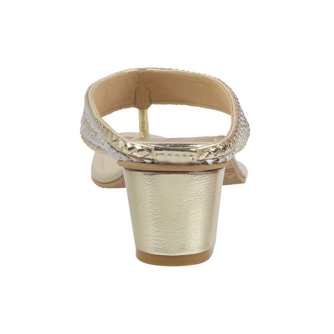 Mochi Women Gold Ethnic Slip Ons (SKU: 40-1-15-36)