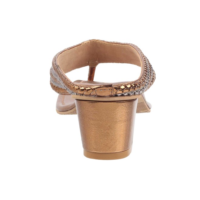 Mochi Women Antique-Gold Ethnic Slip Ons (SKU: 40-1-28-36)