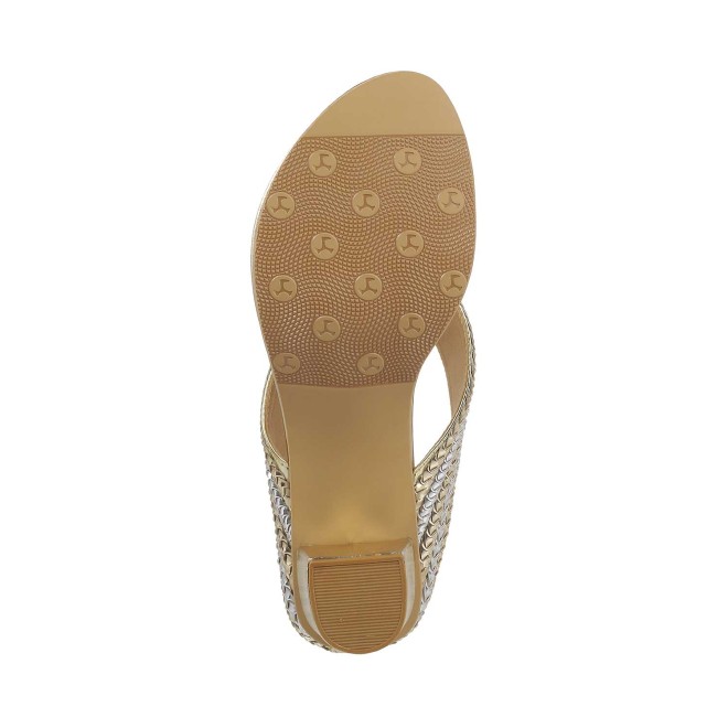 Mochi Women Gold Ethnic Slip Ons (SKU: 40-1-15-36)