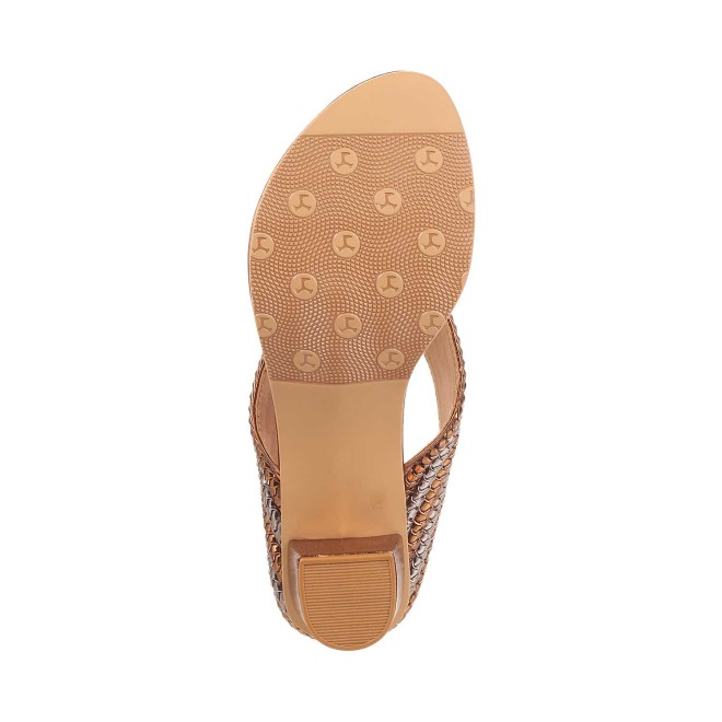 Mochi Women Antique-Gold Ethnic Slip Ons (SKU: 40-1-28-36)